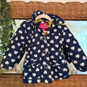 Pink Platinum Navy and White Heart Hooded Coat